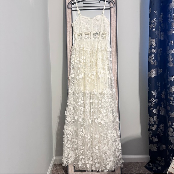 Altar'd State Evangeline floral maxi dress ivory size XS - Picture 2 of 16